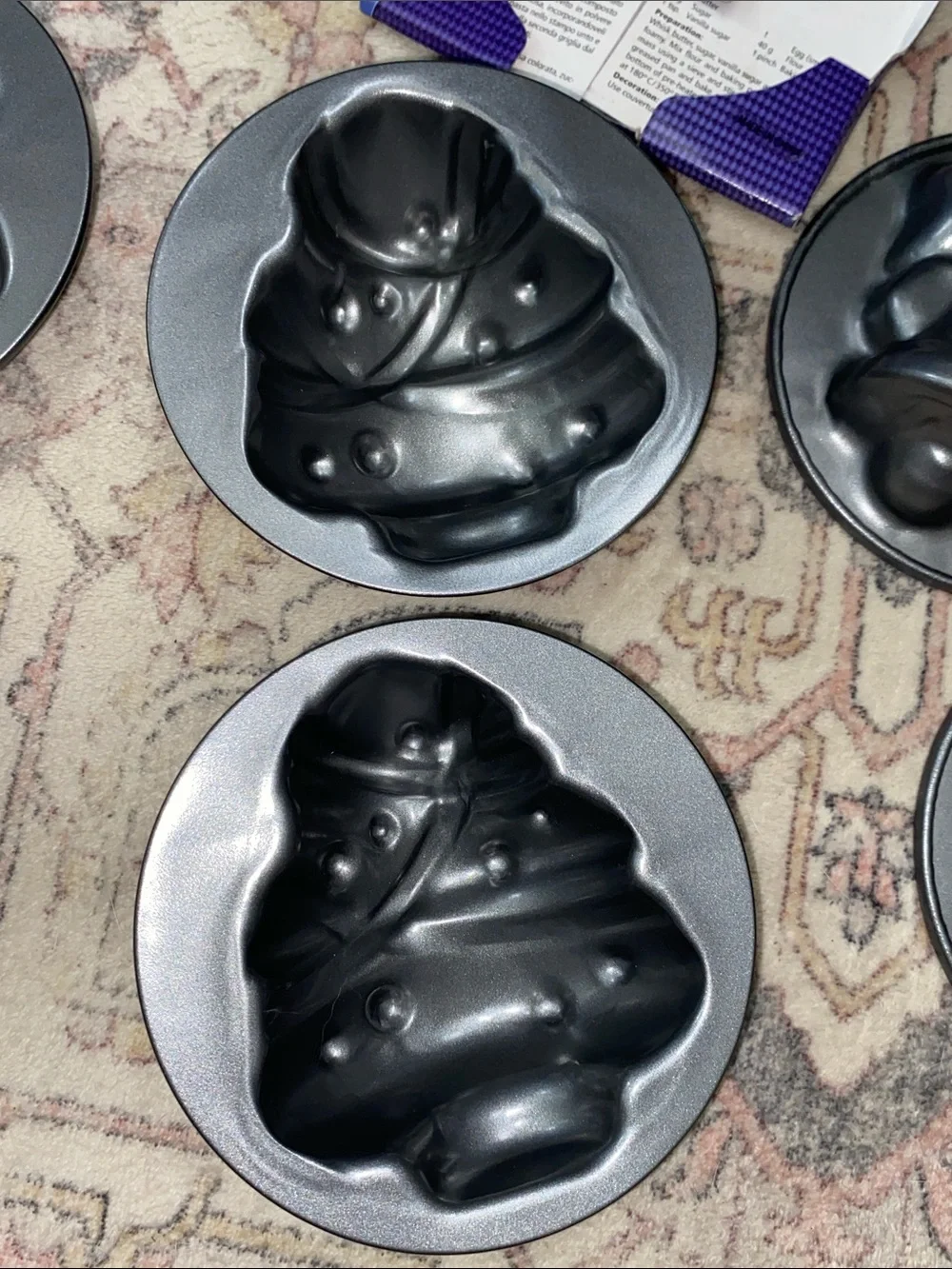 Lot of 6 Vintage Kaiser Christmas Collection Mini Baking Pans Snowman Tree Bells